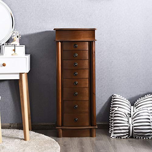 Giantex Jewelry Armoire Cabinet Stand with 8 Drawers,Top Divided Storage