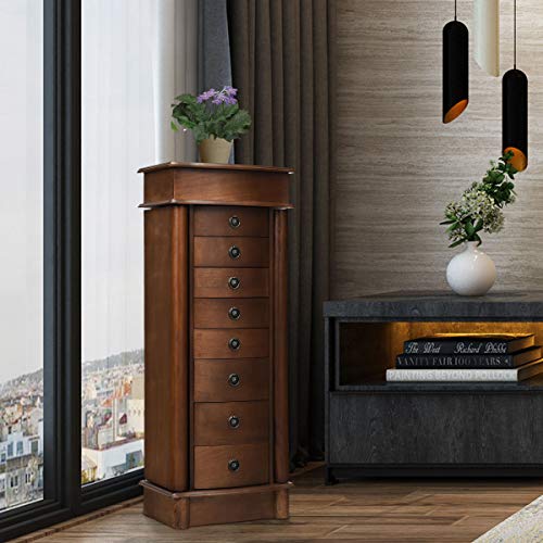 Giantex Jewelry Armoire Cabinet Stand with 8 Drawers,Top Divided Storage