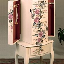 Hand Painted Jewelry Armoire Off White