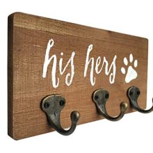 NITYNP His Her Pup, Key Holder Leash Hanger with 3 Hooks Rustic Décor