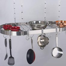 Concept Housewares Hanging Pot Rack, 38", Silver