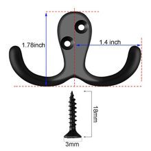 8 Pack Heavy Duty Double Prong Coat Hooks Wall Mounted with 20 Screws