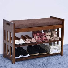 JHFUH Change Shoe Bench, Shoe Change Stool Natural Bamboo Shoe Rack