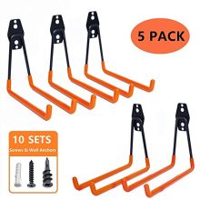 Garage Storage Utility Hooks - Premium Steel - Heavy Duty for Organizing Power Tools - Wall Hanger Hook Holder Storage Rack for Ladders Bikes Ropes Baby Carriage Bulk items(Pack of 5)