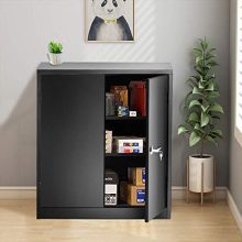 INVIE Black Steel SnapIt Storage Cabinet with 2 Adjustable Shelves