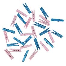 Just Artifacts 2-inch Glitter Craft Wood Clothespins/Peg Pins (96pcs, Blue & Light Pink)