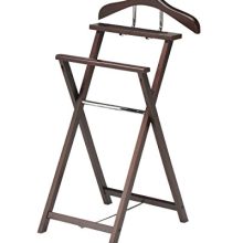 King's Brand Walnut Finish Solid Wood Suit Valet Rack Stand Organizer