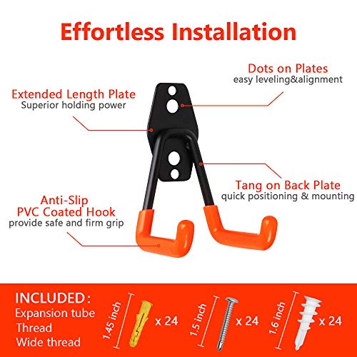 Smaid garage hooks, 12-pack garage storage hooks & hangers, heavy duty wall