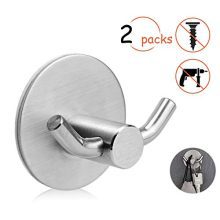 Sugelary Double Prong Adhesive Hooks, Wall Hooks Bathroom Hooks Heavy Duty