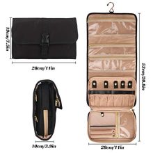 Travel Jewelry Organizer Roll with Zipper Pockets