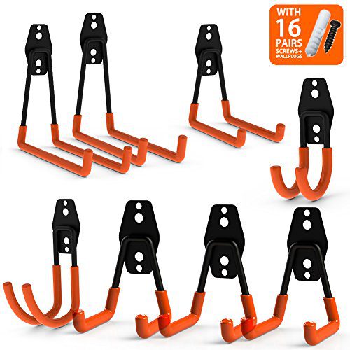 CoolYeah Steel Garage Storage Utility Double Hooks, Heavy Duty