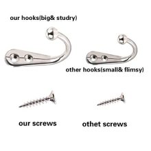 24 Pieces Coat Hooks Wall Mounted Single Coat Hanger and 50 Pieces Screws