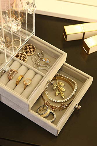 Sooyee Clear Jewelry Box for Women,Ring Earrings Necklace & Bracelet Hanger