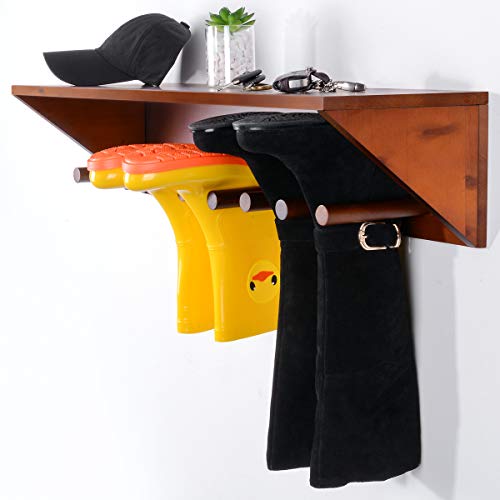 Sunix Boot Rack, Shoe Organizer Pine Wall Mount Boots Storage Rack
