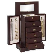 Best Choice Products Handcrafted Wooden Box Organizer Tabletop Armoire Cabinet