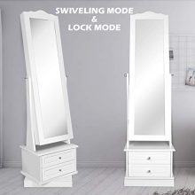 Swiveling Mirror Jewelry Armoire - LED Storage, 360° Rotation, and Traditional Art Deco Design