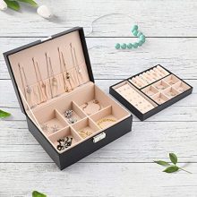 Allinside Jewelry Box Organizer, 2-Layer PU Leather Jewelry Storage Case