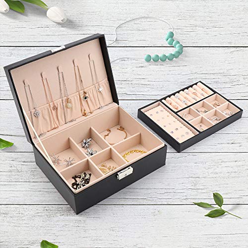 Allinside Jewelry Box Organizer, 2-Layer PU Leather Jewelry Storage Case