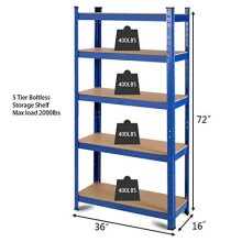 Tangkula Metal Storage Shelves, Heavy Duty Steel Frame 5-Tier Organizer