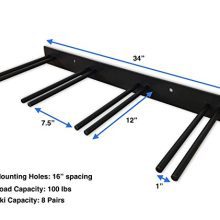 StoreYourBoard Ski Wall Storage Rack, Holds 8 Pairs, Steel Home and Garage Skis