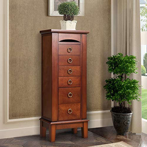 Giantex Jewelry Cabinet with Top Compartment, 6 Drawers & 2 Side Doors
