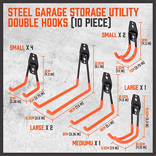 HORUSDY 10-Pack Garage Hooks, Heavy Duty Steel Garage Storage Hooks