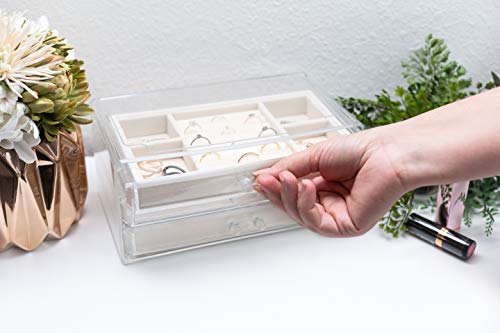 Simple Goods Jewelry Organizer with Drawers for Women | Clear Acrylic Case