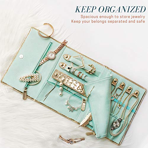 Foldable Gold Travel Jewelry Organizer – Secure, Stylish Storage for Rings, Earrings & Accessories