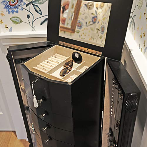 Alveare Home Louisa Locking Jewelry Armoire, Black
