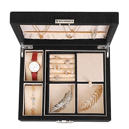 SONGMICS 2-Layer Jewelry Box, Lockable Jewelry Organizer