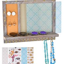 Klesis Shoppe Large Jewelry Organizer Wall Mounted - Rustic Hanging Jewelry Organizer - Earring Organizer - Necklace Holder - Ring Holder - Bracelet Holder - Stud Earring Holder - 5 Backgrounds