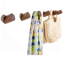 Wall Hooks, Felidio Natural Wood Coat Hooks Wall Mounted (Pack of 2pcs)