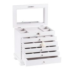 Large Wooden Jewellery Box Armoire Earrling Bracelet Organizer 6 Layers Mirror