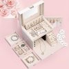 Vlando Mirrored Wooden Jewelry Box Organizers for Girls Women
