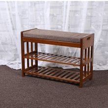 JHFUH Change Shoe Bench, Shoe Change Stool Natural Bamboo Shoe Rack