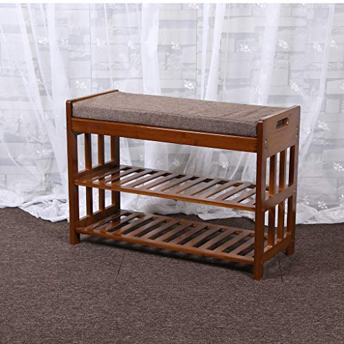 JHFUH Change Shoe Bench, Shoe Change Stool Natural Bamboo Shoe Rack