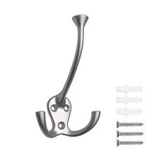 HARPOON 5 Pack Heavy Duty Three Flared Prongs Coat Hooks, Wall Mounted