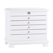 Large Wooden Jewelry Box Armoire with 6 Layers and Removable Dividers – Elegant Earring, Bracelet, and Necklace Organizer with Mirror