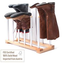 INNOKA 6 Pairs Boot Rack Organizer, Standing Wooden & Aluminum Storage