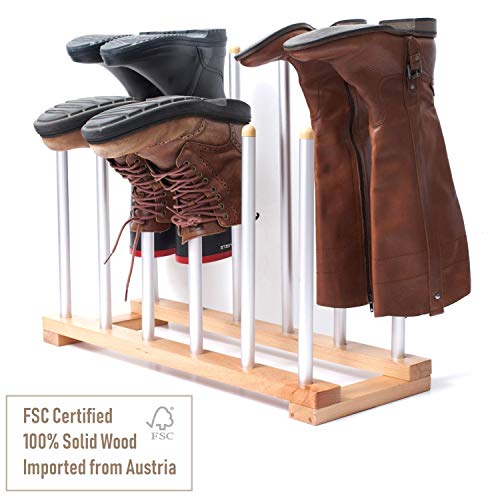 INNOKA 6 Pairs Boot Rack Organizer, Standing Wooden & Aluminum Storage