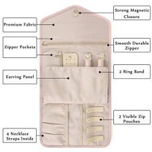 Idle Hippo Foldable Travel Jewelry Organizer Roll Jewelry Storage Case Portable