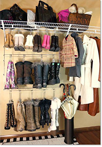 Deluxe 12-Pair Hanging Boot Storage - Double Decker Boot Caddy Hangs up