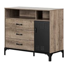 South Shore Valet Tv Stand-Weathered Oak and Matte Black