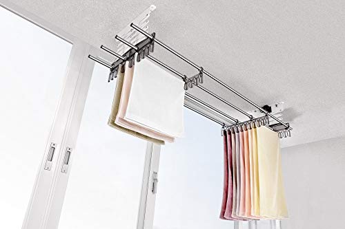 Wellex 72" Ceiling Mounted Laundry Drying Rack, Space Save
