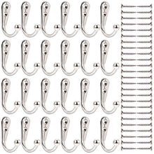24 Pieces Coat Hooks Wall Mounted Single Coat Hanger and 50 Pieces Screws