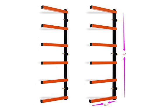 Six-Level 600 lb Capacity Lumber Storage Rack Wall-Mounted Both Indoor