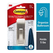 Command Modern Reflections Metal Bath Hook, Large, Satin Nickel
