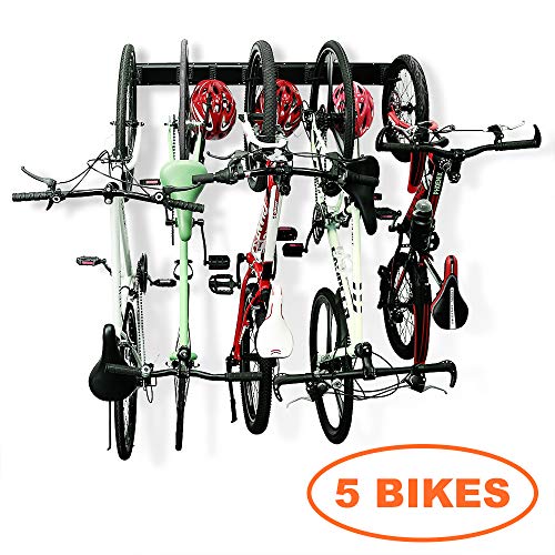 Bike Storage Garage Rack Holds 5 Bicycles Vertical Wall Mount Bike Hanger Hooks