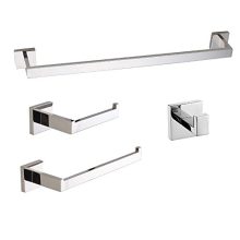 LuckIn 24 Inch 4-Piece Modern Polished Chrome Bathroom Hardware Accessories