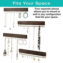 Large Wall Mounted Jewelry Organizer with Hooks & Dowels – Rustic Shabby Chic Display for Rings, Earrings, Necklaces & Bracelets